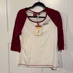 Indian Women's Burgundy and White Jersey Top